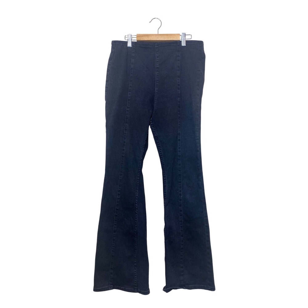 Free People We The Free Penny Pull On Flare Jeans Black Seamed High Rise Size 30
